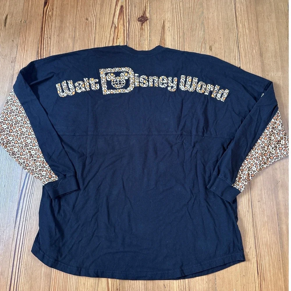 Disney Spirit Jersey Women Black Leopard‎ Animal Print Mickey Mouse SIZE XXL